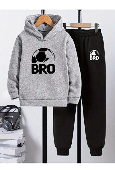 SVART WEAR Children's Printed Hooded Sweatshirt and Sweatpants Set 3 Thread Raster for Autumn/Winter