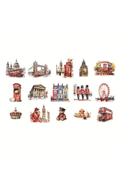 Choice 30 قطعة من الطراز الرومانسي الكلاسيكي البريطاني الشهير لندن بيغ بن الإبداعي PET المقاوم للماء.