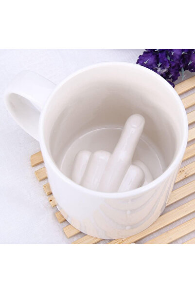 Choice 300 مل كوب أبيض متوسط الإصبع كوب سيراميك مخصص متوسط أبيض مضحك قهوة حلي...