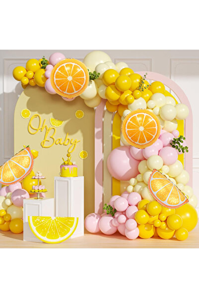 Choice مجموعة بالونات CY8054 البرتقالية مجموعة قوس بالونات بزخارف الليمون | ب...