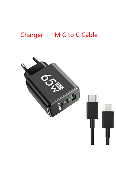 Choice كابل CC أسود من الاتحاد الأوروبي 65 واط GaN شاحن سريع USB من النوع C P...