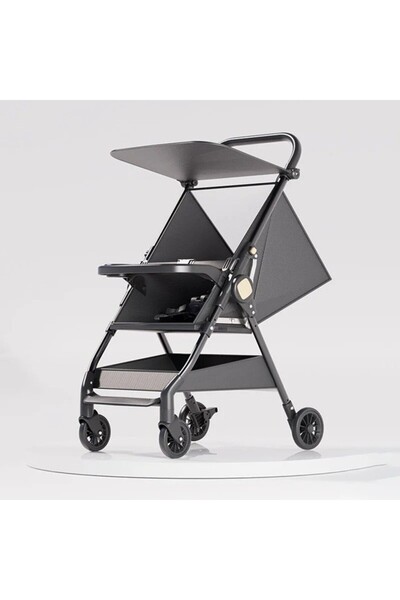 Flippy Foldable Stroller, Flippy, Lightweight, Airplane Compatible, Sunshade, Storage Box, Tabletop, Black