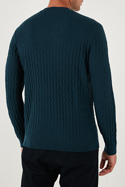 Armani Exchange Wool Blend Regular Fit Crew Neck Wavy Woven Sweater Men's Sweater Xm001560 Af