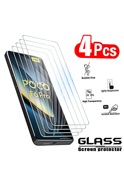 Choice15 poco F6 Pro 4pcs HD 4Pcs Tempered Glass for Poco F6 Pro F5 F4 F3 Gt ...