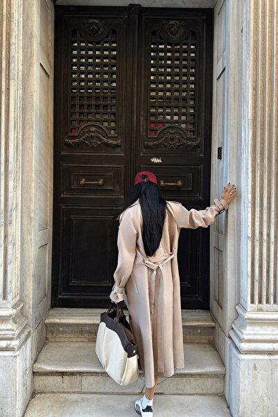 TANISA Lunora Belt Detail Long Trench Coat Tns-2139