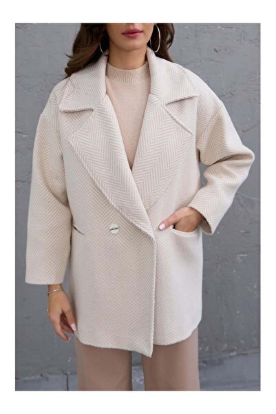 STYLENEST Stone Fish Scale Oversized Lined Short Coat