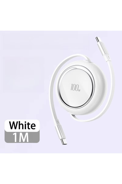 Choice كابل شحن سريع من النوع C بطول 1 متر باللون البيج 100 واط قابل للسحب US...