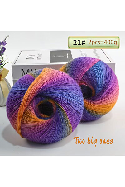 Choice ٢١ بكرة من خيوط الصوف النقي المصبوغة بألوان قوس قزح متدرجة متعددة الأل...
