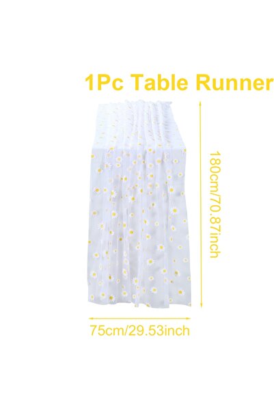 Choice النمط 1 مفرش طاولة من التول بنقشة زهرة الأقحوان، زينة عيد ميلاد زهرة الأقحوان، مفرش طاولة شبكي من زهرة الأقحوان، عرض للأطفال