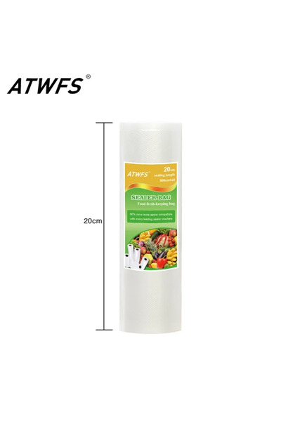 Choice ATWFS بيع ساخن 20 سم × 500 سم 1 لفة كيس طعام مفرغ من الهواء للمطبخ أكياس تخزين مفرغة من الهواء فيلم تغليف K...