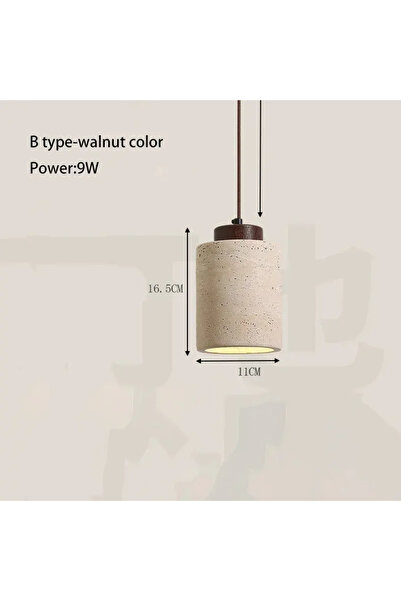 Choice مصباح معلق LED أبيض دافئ 9 وات من خشب الجوز - 3000 كلفن ثريا من الحجر ...