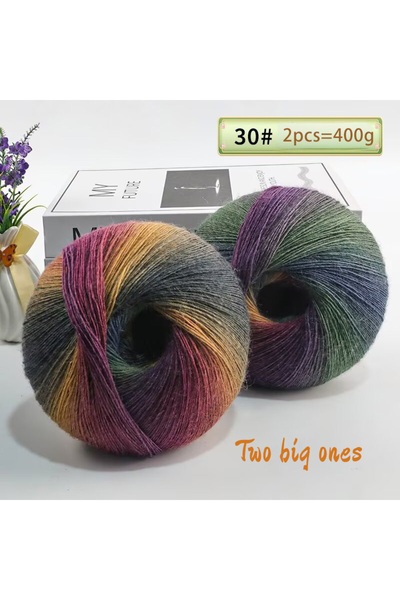 Choice 30 بكرة من خيوط الصوف النقي المصبوغة بألوان قوس قزح متدرجة متعددة الأل...