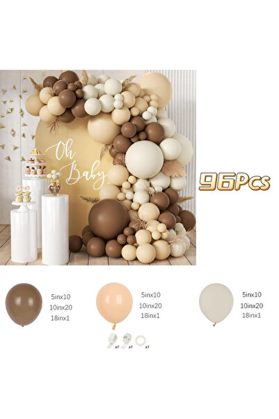 Choice أخرى BL50719-96 قطعة 96 قطعة بالونات بنية رملية بيضاء بيجية طقم قوس زي...