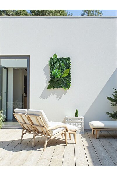 SanatFlowers Doğal Görünümlü Yapay Yapraklı Duvar Paneli 40x60 – Dikey Bahçe Dekoru