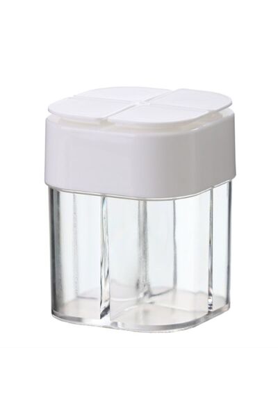 Choice1 White 4-In-1 Transparent Spice Dispenser Jar with Lids 4 Compartment Seasoning Container Outdoor Coo