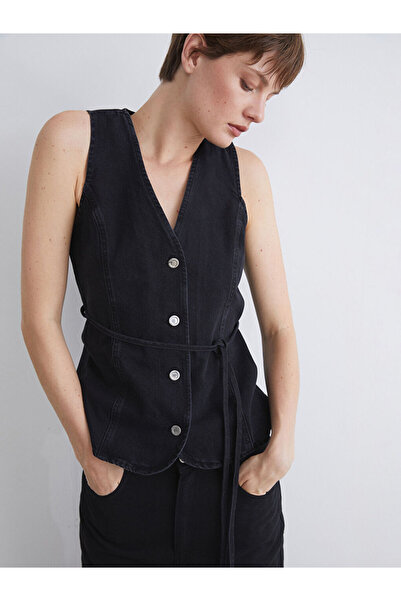 LC Waikiki Sparkling Choices from Shining Store |   V-Neck Women's Jean Vest