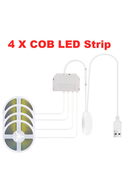 Choice 1 متر دافئ 4 قطع شريط LED شريط إضاءة LED COB شريط USB 5V COB شريط 1/3 ...