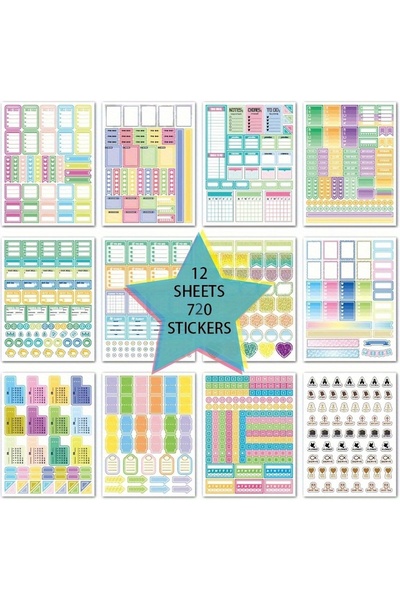 Choice1 12 sheets720Stickers Aesthetic planner stickers for fun planning, perfect sticker accessories to sim