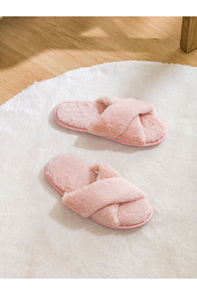 LC Waikiki Pink Cross-Strapped Women's House Slippers