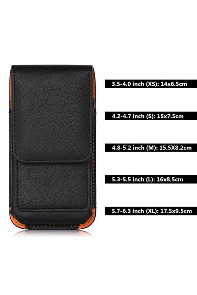 Choice جراب جلد أسود عالمي (XL) مقاس 5.7-6.3 بوصة لهاتف آيفون، حقيبة خصر رجال...