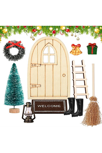 HIQE FL Set de 10 mini decorațiuni de Crăciun HIQE-FL, plastic/lemn, multicolor