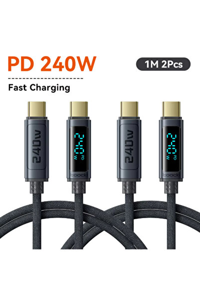 Toocki كابلان رماديان بطول متر واحد من نوع Toki، يدعمان الشحن السريع PD 3.1، ...