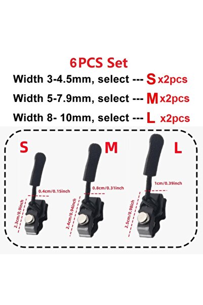 choice2 6PCS SML 12PCS Universal Zipper Head Fixer Quick Instant Detachable Z...