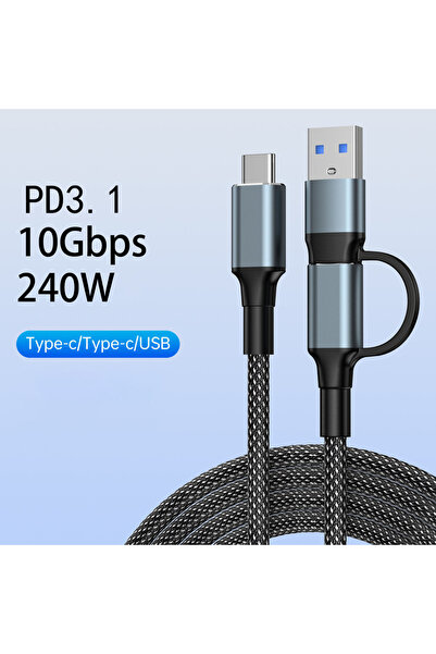 Choice 1 متر 2 في 1 كابل بيانات كامل الوظائف PD240W شحن سريع شاشة 4k 10 جيجاب...
