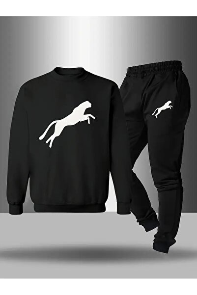 Cevval Children's Printed Crew Neck Sweatshirt and Sweatpants Set 3 Thread Raster for Autumn/Winter