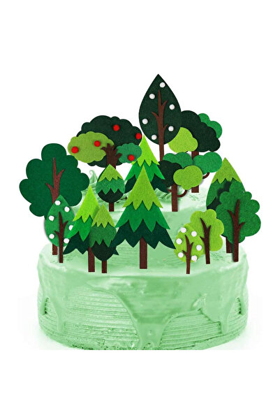 Choice ONE SET Woodland Green Trees Cake Topper, Handmade Woodland Theme Cake Decorations, Birthday Baby Sh