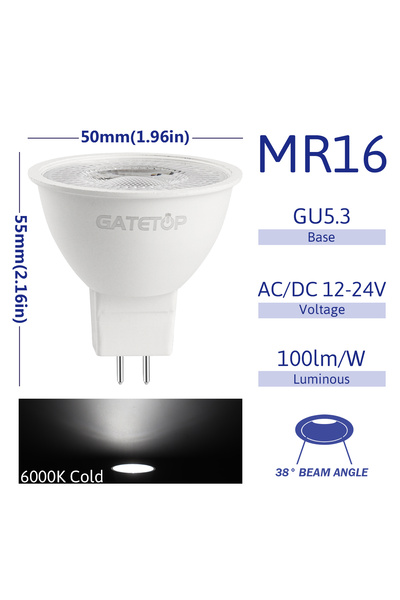 Choice 8W 10 قطع AC DC 12-24V 38 درجة 6000K 1-10 قطع MR16 LED مصباح كشاف قاعد...