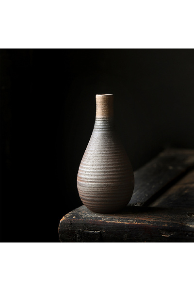 Choice A Retro rough pottery mini flower vase, ceramic tabletop small vase, indoor hydroponic ornament dec.