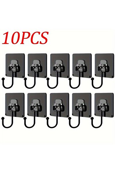 Choice 10 قطع - أسود 10 قطع من خطافات المناشف ذاتية اللصق المقاومة للماء والدوارة مع لاصق قوي