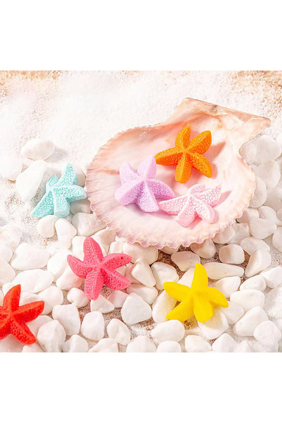 Choice مزيج ألوان 7 قطع من الراتنج مصنوعات يدوية لطيفة على شكل نجم البحر الصغير لأحواض السمك والأحواض المائية والبرك والمحاكاة