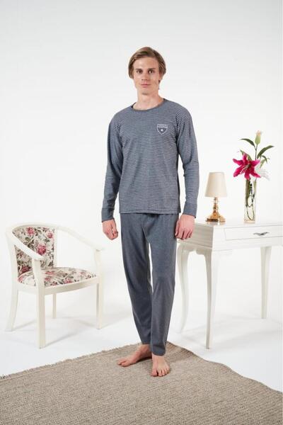 Estiva Men's Winter Striped Interlock Ribbed Pajama Set