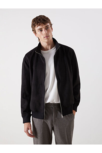 LC Waikiki Özmarka New Season Black Stand Collar Suede Men's Jacket