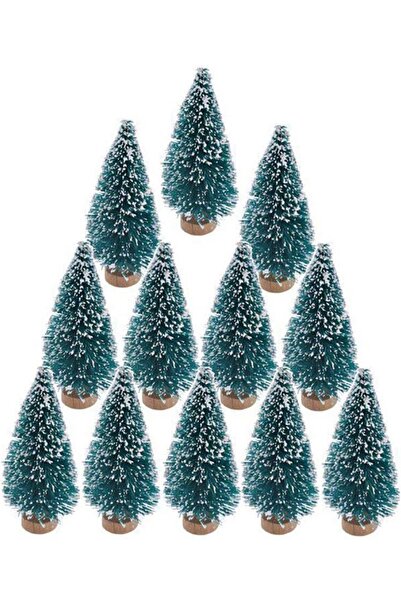 Yenigeldi 12 сини и зелени блестящи коледни елхи, 10 см + 2 м LED светлини, украшения за парти