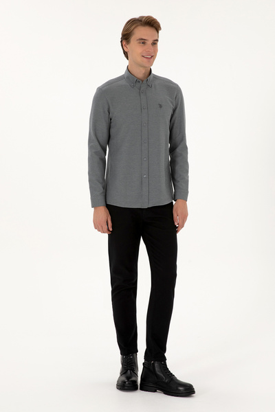 U.S. Polo Assn. بنطلون رجالي قماش أسود ضيق / بنطلون تشينو 50310340-VR046