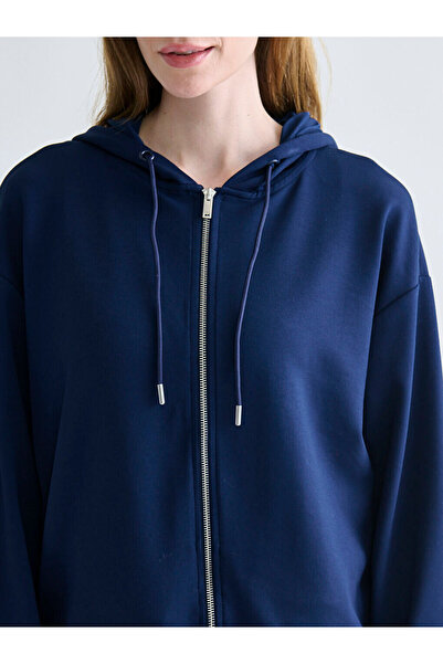 LC Waikiki Kapüşonlu Oversize Kadın Fermuarlı Sweatshirt