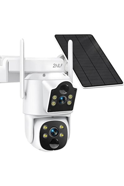 Generic 2NLF Security Camera Outdoor Wireless Solar with Dual Lens, 6MP WiFi Security Camera