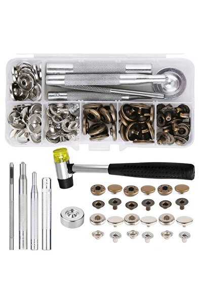 Choice 86 قطعة KRABALL 86PCS مجموعة أزرار تثبيت جلدية معدنية مع مطرقة وأدوات ...