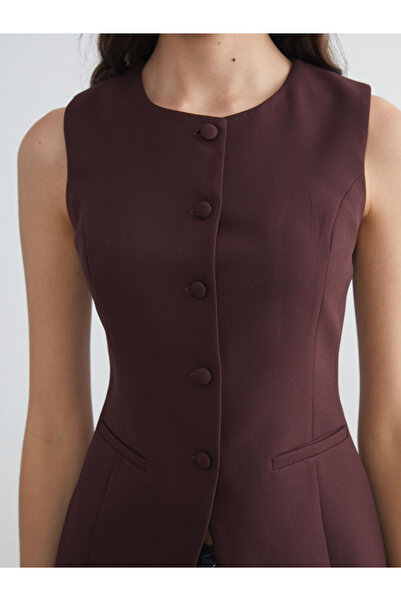 LC Waikiki Burgundy Crew Neck Women's Vest