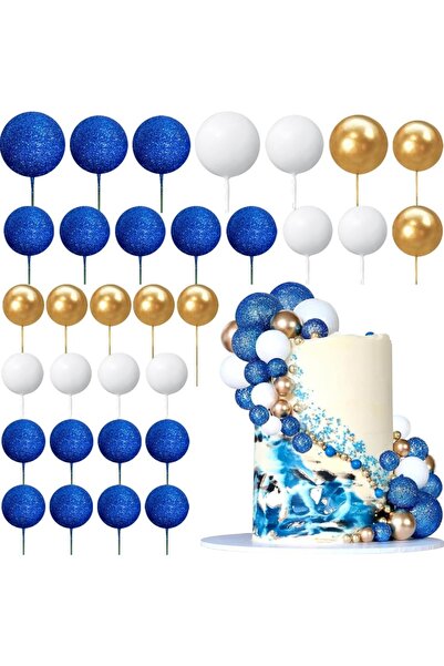 Choice 32pcs Baolan 32pcs Glitter Blue Ball Cake Topper ean Theme ks Colorful...