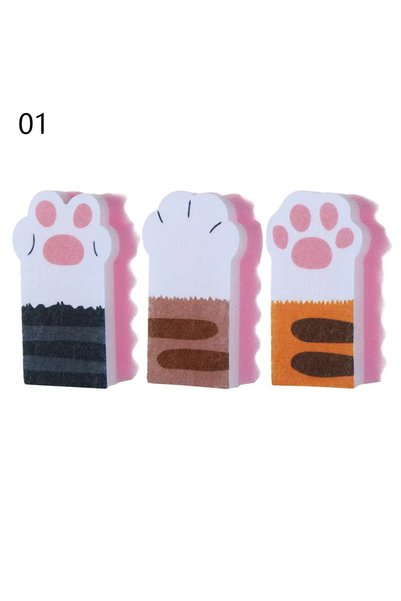 Choice 02 3Pcs New Washing Dishes Sponge Brush Cute Cat Paw Cleaning Dish Tow...