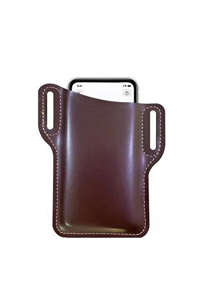 Choice حزام خصر من الجلد البني للرجال حقيبة ظهر عتيقة حزام حامل هاتف للسفر وا...