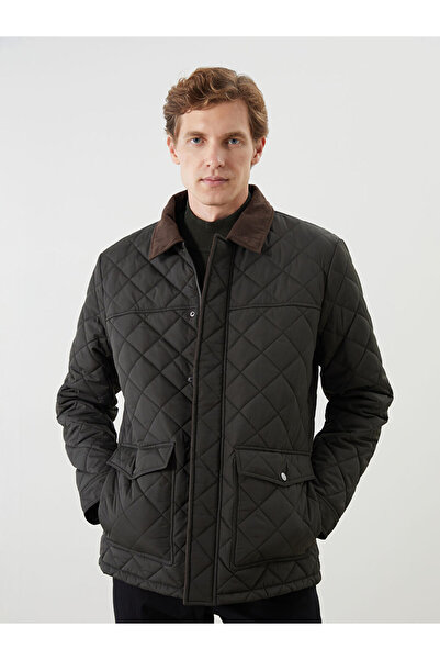 LC Waikiki Haki Standart Kalıp Gömlek Yaka Erkek Mont