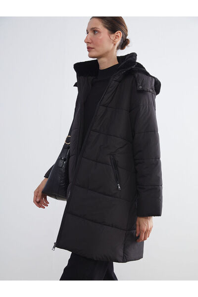 LC Waikiki Black Hooded Women's Puffer Jacket