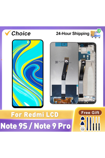 Choice مع إطار أزرق لشاشة LCD تعمل باللمس لهاتف Redmi Note 9S، مجموعة محول رق...