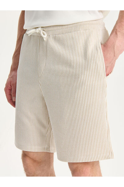 LC Waikiki Ανδρικό σορτς μπεζ Standard Fit ριγέ