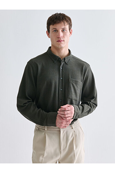 LC Waikiki Khaki Regular Fit Long Sleeve Men's Shirt